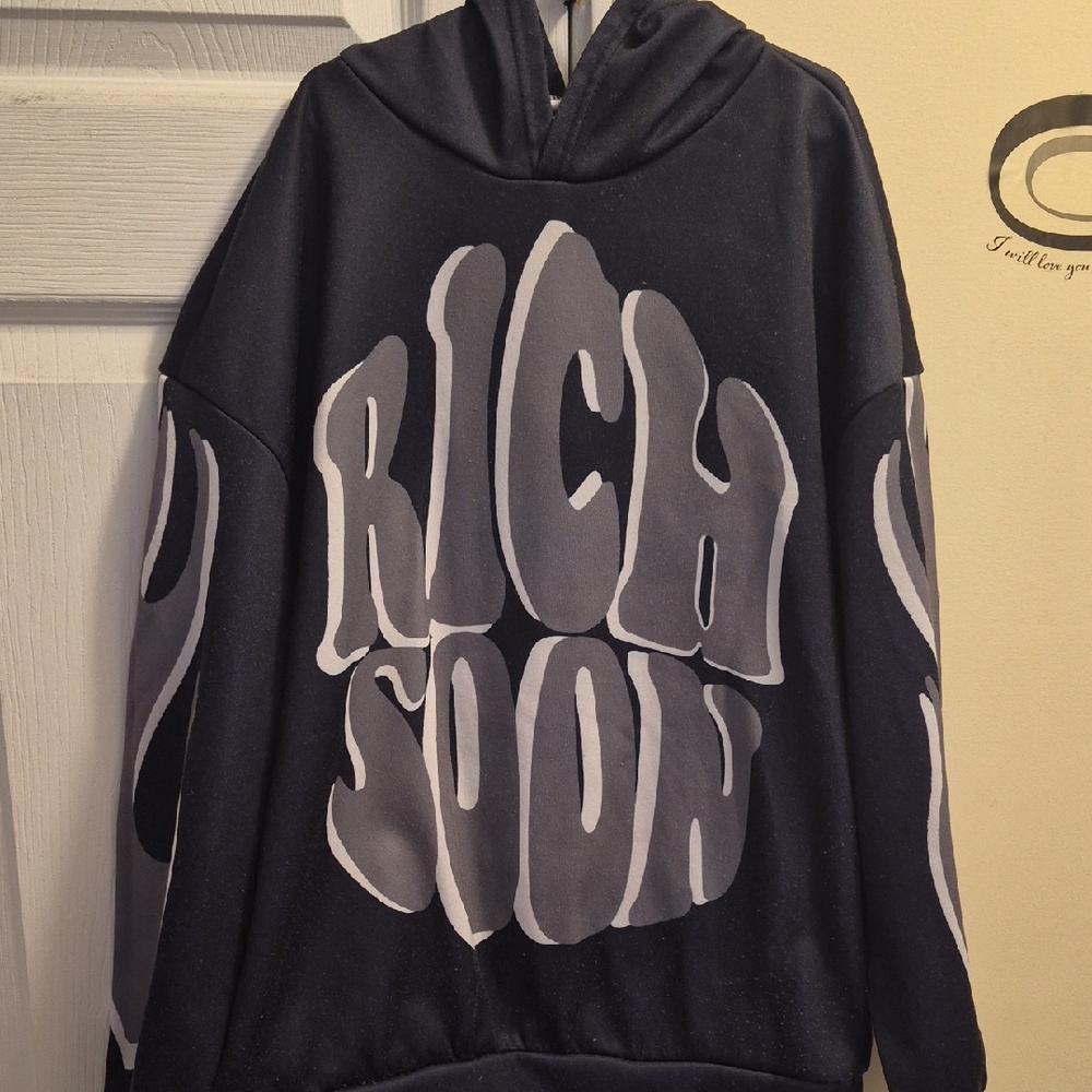 SHEIN Black and White Bold Graphic Hoodie